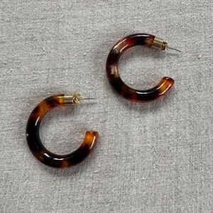 Sézane Avril Hoop Earrings – Brown Tortoiseshell, Worn Once, With Jewelry Pouch